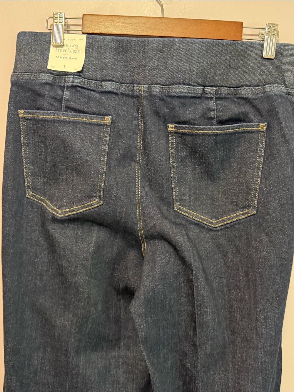 Talbots Dark Blue Flare Leg Travel Jean Front Seam Size Large NWT - Picture 6 of 6